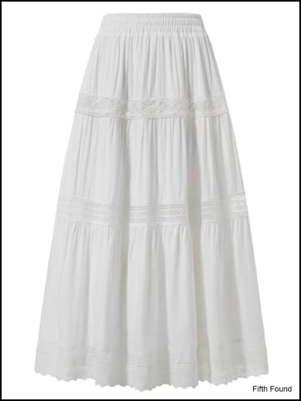 Renaissance Lace Tiered Maxi Skirt with Pockets High Waisted Boho Costume
